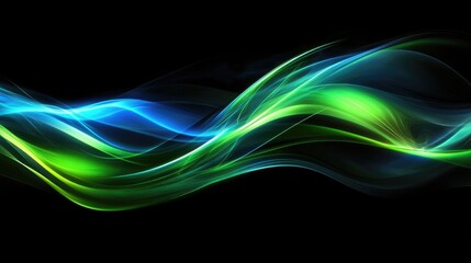 Leinwandbilder - Dynamic abstract wave in green and blue on a dark backdrop, representing digital progress and innovation, perfect for tech business presentations