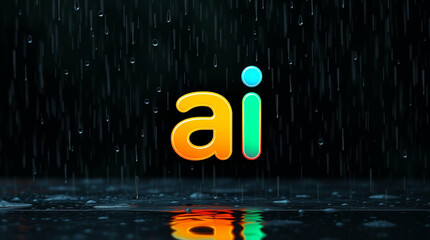Poster - Artificial Intelligence emerging concept under a deluge of data rain