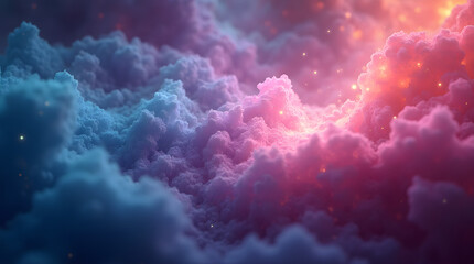 Wall Mural - Dreamy Cloudscape: Abstract Pink and Blue Nebula with Sparkling Stars - Fantasy Art, Cosmic Background, Space Wallpaper, Celestial Dreamscape