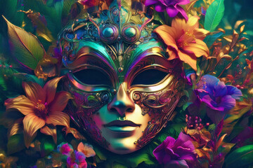 Venetian mask with flowers