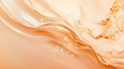 Poster - Liquid splash in soft peach color on a white background with gentle movement and fluid dynamics