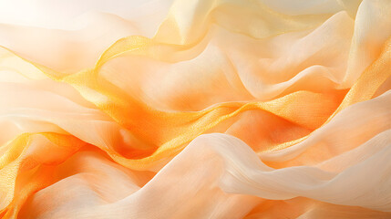 Poster - Close up of white and orange fabric with soft peach tones and delicate texture in natural light