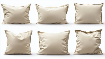 Aufkleber - A collection of elegantly arranged cream-colored pillows showcases their versatile shapes and textures, perfect for enhancing any living space with warmth and comfort. Ideal for decor ideas