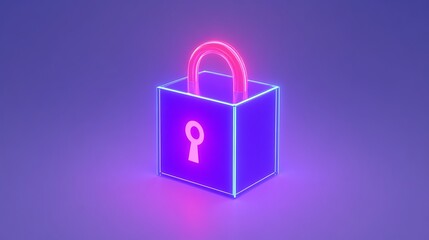 Poster - modern digital padlock with neon glow, symbolizing security and privacy against cyber threats