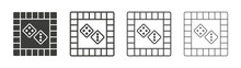 Game board icons set. Liner outlined and flat black color