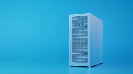 Poster - modern server rack on blue background suitable for technology and data center concepts