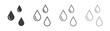 © Witty - Raindrops icons set. Liner outlined and flat black color