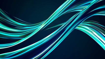 Poster - Abstract light waves in motion, vibrant green and blue digital art. Modern futuristic and technology concept