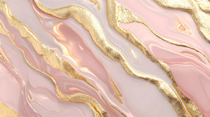 Poster - Pink and gold marble wallpaper with gold foil design for background decoration