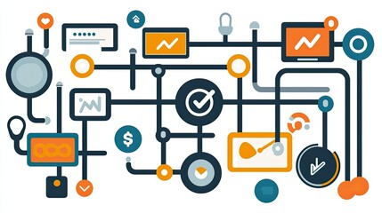 Poster - Abstract Technology Background with Data and Monitoring Elements