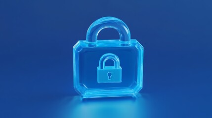 Wall Mural - Transparent blue lock symbol representing security and protection on a modern background