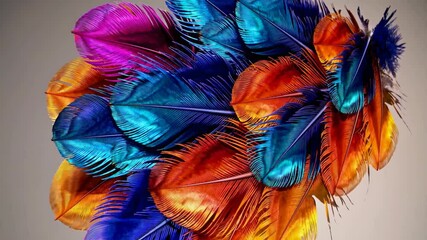 Poster - Colorful arrangement of vibrant feathers, art and design concept