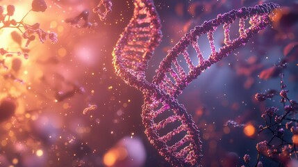 Poster - Abstract Concept of DNA Structure with Colorful Background Effects