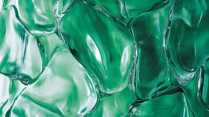 Poster - Green glass wall featuring various geometric shapes and a unique design pattern