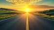 © Zeva - Asphalt road sunset landscape, journey ahead, hills, travel