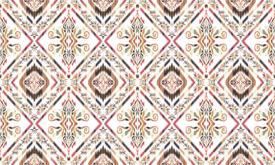 Wall Mural - Geometric ethnic flower pattern for background,fabric,wrapping,clothing,wallpaper,Batik,carpet,embroidery style.