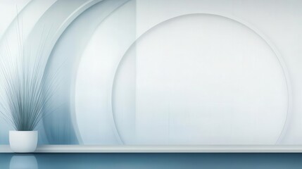 Poster - Soft white hues and geometric forms blend harmoniously, evoking tranquility and contemporary sophistication, ideal for presentations and posters.