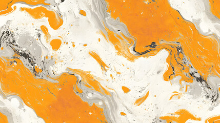 Poster - Marble pattern featuring orange and white colors with a smooth texture and intricate design details