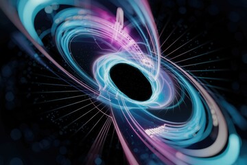 Poster - Abstract swirling cosmic vortex with vibrant blue and pink hues, representing energy and motion.