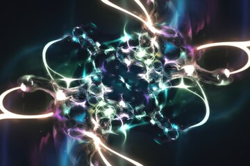 Poster - Abstract fractal art depicting vibrant, swirling nebulae in cosmic colors.