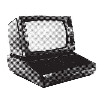 Computer 1980s and 1990s vintage halftone grunge vector design element