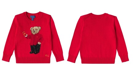 knitted sweater for kids isolated on a white background. warm cotton woolen knitted sweater, clothes