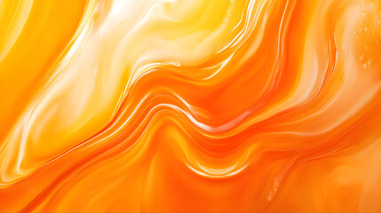 Poster - Close up of yellow and orange liquid with tulip petals captured in bright lighting