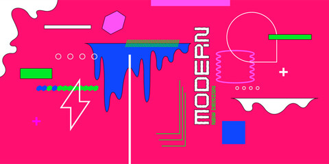 Fototapete - Abstract background with various bright geometric shapes. Concise design. A composition of figures of different shapes.
