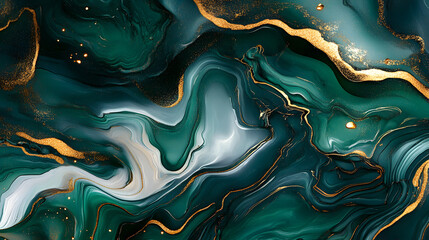 Poster - Green and gold marble background with natural texture and pattern for design and art projects