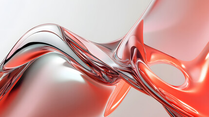 Poster - Close up view of a red and white abstract design with glowing elements and intricate patterns