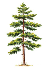 Poster - Watercolor Tree or Forest Side View Isolated on White Background for Landscape and Architecture Drawing . Generative AI