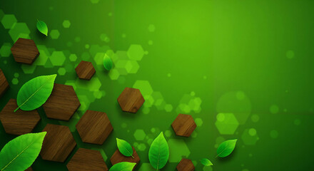Poster - abstract eco background with natural green elements . Generative AI