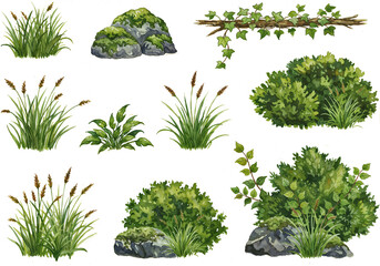 Poster - Green Tree Plants for Landscape Elevation and Background Environment Concept Design . Generative AI
