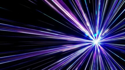 Aufkleber - Abstract multicolored light burst with dynamic streaks on black background, futuristic energy and speed concept