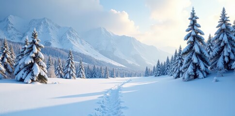 Poster - Expansive snowy vista; untouched winter scene , backdrop, plain