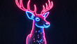 © Ferdinand - Vibrant neon deer with glowing outlines against dark background, surrealism