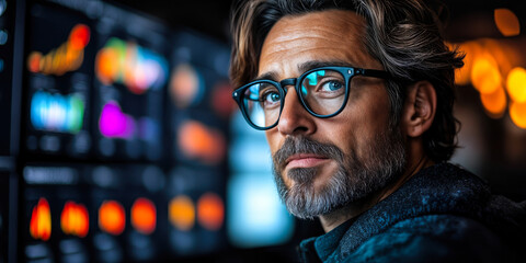Poster - Media Analytics Expert Analyzing Data Insights on Monitors for Enhanced Content Performance and Audience Engagement