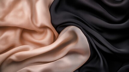 Poster - Soft flowing silk fabrics on a neutral background with elegant tones and blank space for text. Generative AI