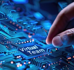 Poster - A hand interacts with a digital circuit board, highlighting the phrase 