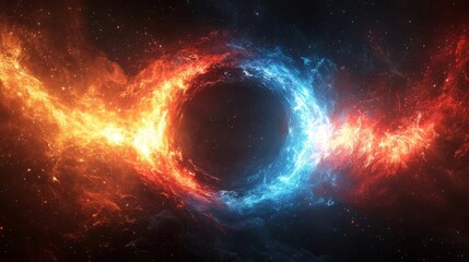 Wall Mural - Cosmic Collision of Vibrant Nebulae Forming a Glowing Halo of Light in the Universe