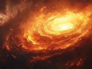 Wall Mural - Fiery Volcanic Nebula Erupting with Cosmic Energy and Vibrant Colors