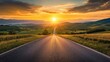 © Zeva - Sunset road trip, hilly landscape, golden hour, travel freedom