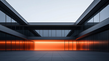 Poster - abstract minimalistic modern architectural 
 structure with clean geometric lines. Generative AI . Generative AI