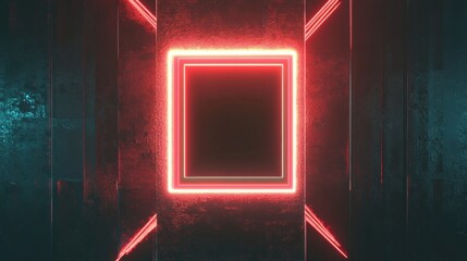 Poster - Illuminating microchip design with vibrant neon elements and a sleek modern aesthetic in a futuristic setting. Generative AI