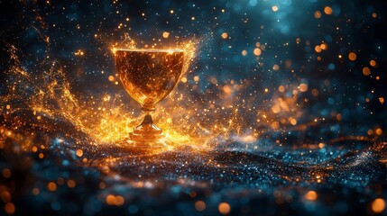 Wall Mural - surreal cosmic trophy glowing with shimmering constellations of business achievement