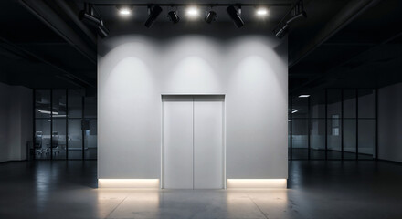 Poster - elevator hall in the office interior . Generative AI