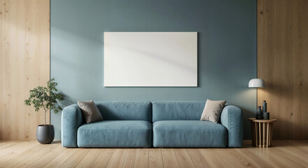 Poster - picture frame mockup in modern interior . Generative AI