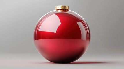 Wall Mural - Red christmas ornament ball with gold cap and glossy surface for holiday decorations