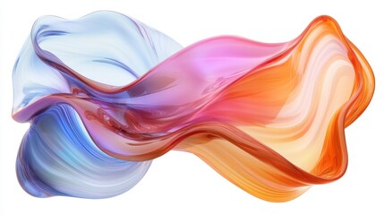 Wall Mural - Colorful abstract painting with 3d fluid gradient glass sculpture showcasing vibrant design