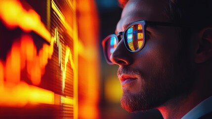 Poster - Business professional analyzing data on computer screen wearing sunglasses in office environment